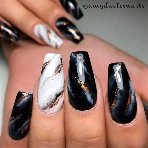 Marble Elegance Solar Nails designs