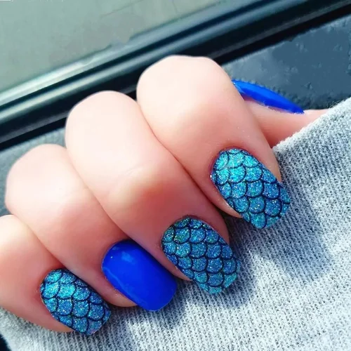 Mermaid Scales Solar Nails designs