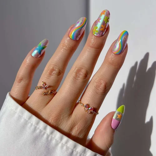 Metallic Glamour Solar Nails designs
