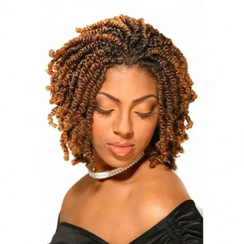 Warm Golden Brown-Tipped Kinky Twists