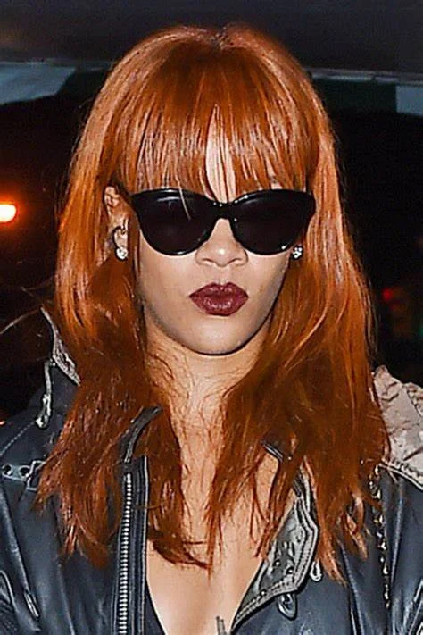 hair crush Rihanna wore her dark auburn in long,