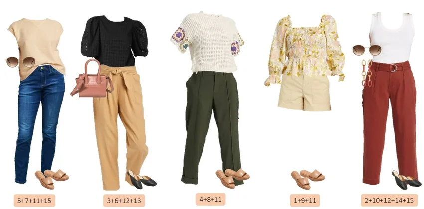 sweater vests, wide-leg pants, and loafers by both men and women