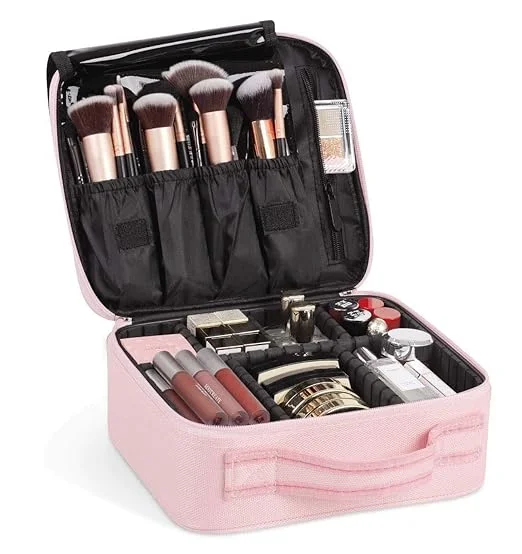 INOVERA (LABEL) Nylon Professional Cosmetic Makeup Kit Storage Organizer Travel Toiletry Vanity Bag